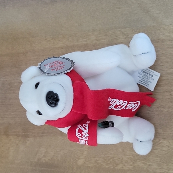1998 Coca-Cola Polar Bear in Red Scarf Beanie Plush - Picture 1 of 10